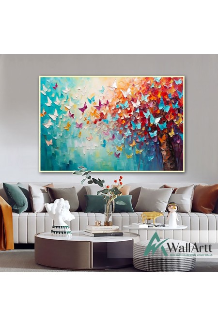 Colorful Butterflies 3D Heavy Textured Partial Oil Painting